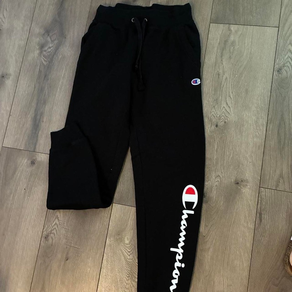 Champion Joggers Kids XS Black New Athleisure Logo Sweatpants